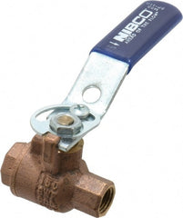 NIBCO - 1/4" Pipe, Full Port, Bronze Standard Ball Valve - 2 Piece, Inline - One Way Flow, FNPT x FNPT Ends, Lever with Memory Stop Handle, 600 WOG, 150 WSP - Exact Tooling