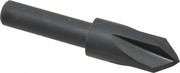 Cleveland - 3/8" Head Diam, 1/4" Shank Diam, 4 Flute 82° High Speed Steel Countersink - Oxide Finish, 1.656" OAL, Single End, Straight Shank, Right Hand Cut - Exact Tooling