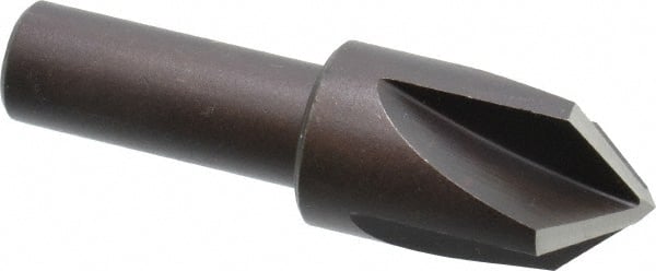 Cleveland - 3/4" Head Diam, 1/2" Shank Diam, 4 Flute 90° High Speed Steel Countersink - Oxide Finish, 2-13/32" OAL, Single End, Straight Shank, Right Hand Cut - Exact Tooling