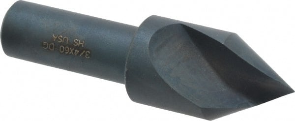 Cleveland - 3/4" Head Diam, 1/2" Shank Diam, 1 Flute 60° High Speed Steel Countersink - Exact Tooling