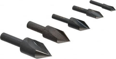 Cleveland - 5 Piece, 1/4 to 3/4" Head Diam, 60° Included Angle, Single End Countersink Set - Exact Tooling