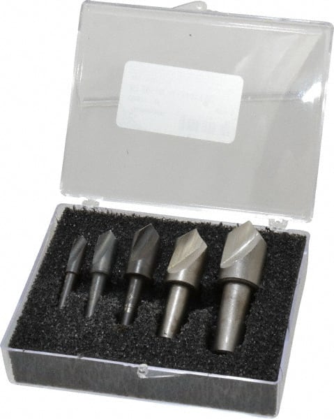 Cleveland - 5 Piece, 1/4 to 3/4" Head Diam, 82° Included Angle, Single End Countersink Set - Exact Tooling