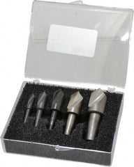 Cleveland - 5 Piece, 1/4 to 3/4" Head Diam, 82° Included Angle, Single End Countersink Set - Exact Tooling