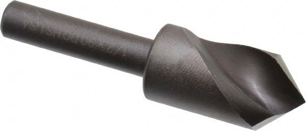 Cleveland - 1/2" Head Diam, 1/4" Shank Diam, 1 Flute 90° High Speed Steel Countersink - Oxide Finish, 1-27/32" OAL, Single End, Straight Shank, Right Hand Cut - Exact Tooling
