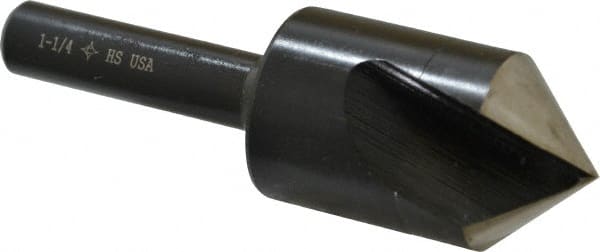 Cleveland - 1-1/4" Head Diam, 1/2" Shank Diam, 1 Flute 90° High Speed Steel Countersink - Oxide Finish, 2-3/4" OAL, Single End, Straight Shank, Right Hand Cut - Exact Tooling