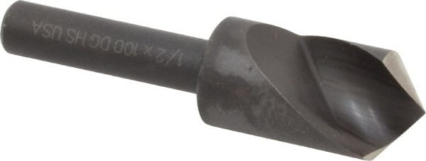 Cleveland - 1/2" Head Diam, 1/4" Shank Diam, 1 Flute 100° High Speed Steel Countersink - Exact Tooling