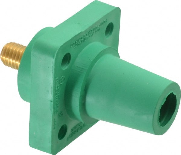 Leviton - 3R NEMA Rated, 600 Volt, 400 Amp, 2 to 4/0 AWG, Female, Threaded Stud, Panel Receptacle - 3.56 Inch Long, Green - Exact Tooling
