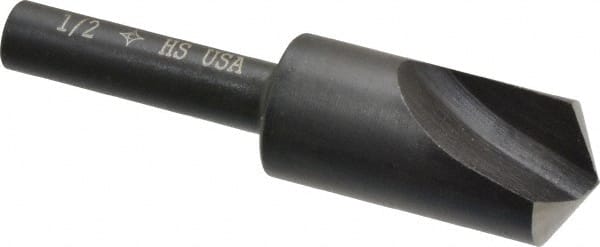Cleveland - 1/2" Head Diam, 1/4" Shank Diam, 1 Flute 120° High Speed Steel Countersink - Exact Tooling