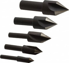 Cleveland - 5 Piece, 1/4 to 3/4" Head Diam, 60° Included Angle, Single End Countersink Set - Exact Tooling