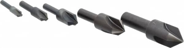 Cleveland - 5 Piece, 1/4 to 3/4" Head Diam, 82° Included Angle, Single End Countersink Set - Exact Tooling