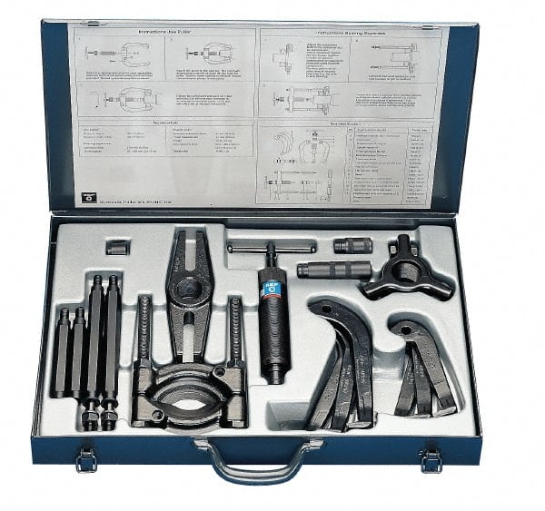SKF - 8 Ton Capacity, 6" Spread, Hydraulic Puller Set - 3 Jaws, 10.6" Reach - Exact Tooling