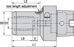 Kennametal - HSK63C Taper Shank, 14mm Hole Diam, Hydraulic Tool Holder/Chuck - 33.6mm Nose Diam, 75mm Projection, 36mm Clamp Depth, 15,000 RPM, Through Coolant - Exact Tooling