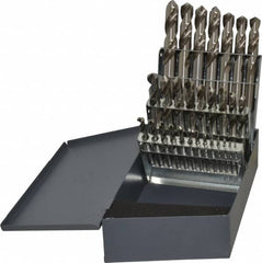 Cleveland - 1/16 to 1/2", 118° Point, Bright Finish, High Speed Steel Screw Machine Length Drill Bit Set - Exact Tooling