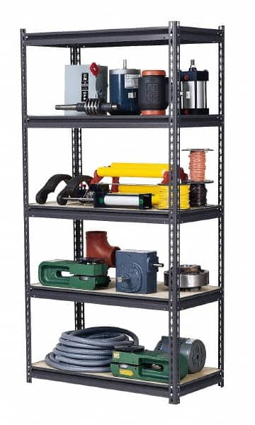 Edsal - 5 Shelf Starter Heavy-Duty Open Steel Shelving - 1,000 Lb Capacity, 48" Wide x 72" High x 18" Deep, Gray - Exact Tooling