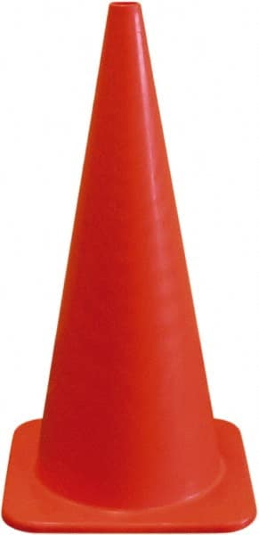 PRO-SAFE - 28" High, Orange Traffic Cone with Base - 13" Base Width, 5 Lb, PVC - Exact Tooling