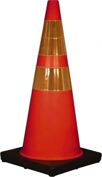 PRO-SAFE - 28" High, Orange Traffic Cone with Base - 14" Base Width, 7 Lb, PVC - Exact Tooling