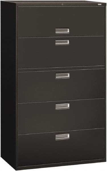 Hon - 42" Wide x 67" High x 19-1/4" Deep, 5 Drawer Roll-Out, Roll-Out Posting - Steel, Charcoal - Exact Tooling