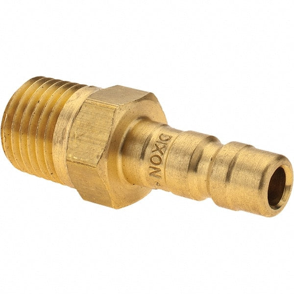 Dixon Valve & Coupling - 1/4 Male NPTF Pneumatic Hose Plug - Brass, 1/4" Body Diam - Exact Tooling