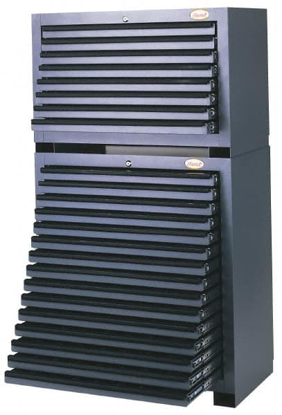 Huot - 15 Drawer, Super Cutting Tool Cabinet - Steel, 34" Wide x 19-1/8" Deep x 35" High, Gray - Exact Tooling