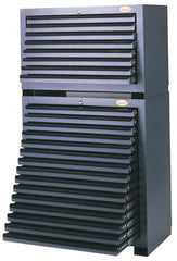 Huot - 15 Drawer, Super Cutting Tool Cabinet - Steel, 34" Wide x 19-1/8" Deep x 35" High, Gray - Exact Tooling