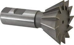 Made in USA - 2-1/2" Diam x 1-1/8" Width of Cut, 60° Included Angle, Cobalt Dovetail Cutter - 1" Shank Diam, 2-5/8" Shank Length, 3-3/4" Overall Length, Weldon Flat, Uncoated - Exact Tooling