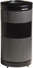 Rubbermaid - 25 Gal Black Round Decorative Waste Receptacle With Top - Steel, 902mm High - Exact Tooling
