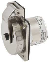 Hubbell Wiring Device-Kellems - 125/250 VAC, 50 Amp, Self Grounding Inlet - 3 Poles, 4 Wire, Male End, Metallic - Exact Tooling
