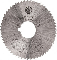 Controx - 1-3/4" Diam x 1/16" Blade Thickness x 1/2" Arbor Hole Diam, 56 Tooth Slitting and Slotting Saw - Arbor Connection, Right Hand, Uncoated, Cobalt, Concave Ground, Contains Keyway - Exact Tooling