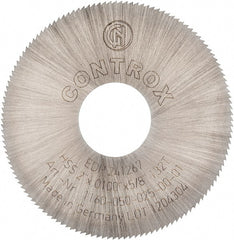 Controx - 2" Diam x 0.01" Blade Thickness x 5/8" Arbor Hole Diam, 132 Tooth Slitting and Slotting Saw - Arbor Connection, Right Hand, Uncoated, High Speed Steel, Concave Ground - Exact Tooling
