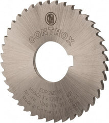 Controx - 3" Diam x 1/8" Blade Thickness x 1" Arbor Hole Diam, 40 Tooth Slitting and Slotting Saw - Arbor Connection, Right Hand, Uncoated, Cobalt, 15° Rake, Concave Ground, Contains Keyway - Exact Tooling