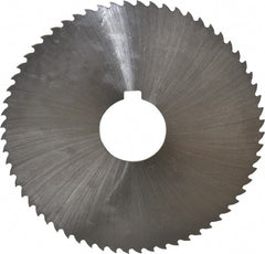 Controx - 4" Diam x 0.04" Blade Thickness x 1" Arbor Hole Diam, 64 Tooth Slitting and Slotting Saw - Arbor Connection, Right Hand, Uncoated, Cobalt, 15° Rake, Concave Ground, Contains Keyway - Exact Tooling