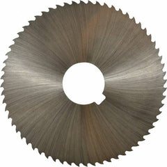Controx - 4" Diam x 0.0469" Blade Thickness x 1" Arbor Hole Diam, 64 Tooth Slitting and Slotting Saw - Arbor Connection, Right Hand, Uncoated, Cobalt, 15° Rake, Concave Ground, Contains Keyway - Exact Tooling