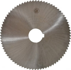 Controx - 5" Diam x 0.04" Blade Thickness x 1" Arbor Hole Diam, 80 Tooth Slitting and Slotting Saw - Arbor Connection, Right Hand, Uncoated, Cobalt, 15° Rake, Concave Ground, Contains Keyway - Exact Tooling