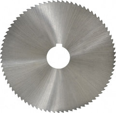 Controx - 5" Diam x 0.0469" Blade Thickness x 1" Arbor Hole Diam, 80 Tooth Slitting and Slotting Saw - Arbor Connection, Right Hand, Uncoated, Cobalt, 15° Rake, Concave Ground, Contains Keyway - Exact Tooling