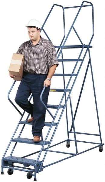 Gillis - 7-1/2' High 300 Lb Capacity 6 Step Rolling Ladder - Exact Tooling