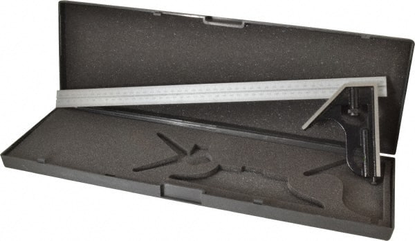 SPI - 2 Piece, 18" Combination Square Set - 1/32 & 1/64" (English/Metric) Graduation, Hardened Steel Blade, Hardened Steel Square Head - Exact Tooling