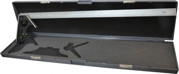 SPI - 2 Piece, 24" Combination Square Set - 1/32 & 1/64" (English/Metric) Graduation, Hardened Steel Blade, Hardened Steel Square Head - Exact Tooling