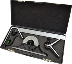 SPI - 4 Piece, 12" Combination Square Set - 1/32 & 1/64" (English/Metric) Graduation, Hardened Steel Blade, Hardened Steel Center, Protractor & Square Head - Exact Tooling