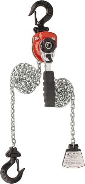 CM - 550 Lb Lifting Capacity, 5' Lift Height, Mini-Ratchet Lever Hoist - Made from Chain, 56 Lb Avg Pull to Lift Rated Load, 1 Chain - Exact Tooling