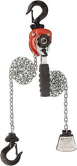 CM - 550 Lb Lifting Capacity, 5' Lift Height, Mini-Ratchet Lever Hoist - Made from Chain, 56 Lb Avg Pull to Lift Rated Load, 1 Chain - Exact Tooling