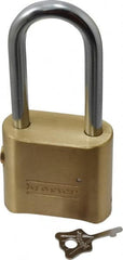 Master Lock - 2" Body Width, 2-1/8" Shackle Clearance, Solid Brass Combination Lock - 5/16" Shackle Diam, 1" Shackle Width, Control Key is Sold Separately - Exact Tooling