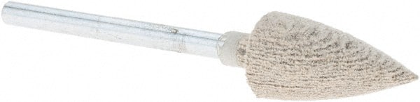 Rex Cut Product - 3/8" Head Diam x 3/4" Thickness, B52, Pointed End, Aluminum Oxide Mounted Point - White, Fine Grade, 120 Grit - Exact Tooling