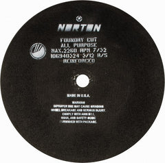 Norton - 24" Aluminum Oxide Cutoff Wheel - 7/32" Thick, 1-3/4" Arbor, 2,260 Max RPM, Use with Stationary Grinders - Exact Tooling