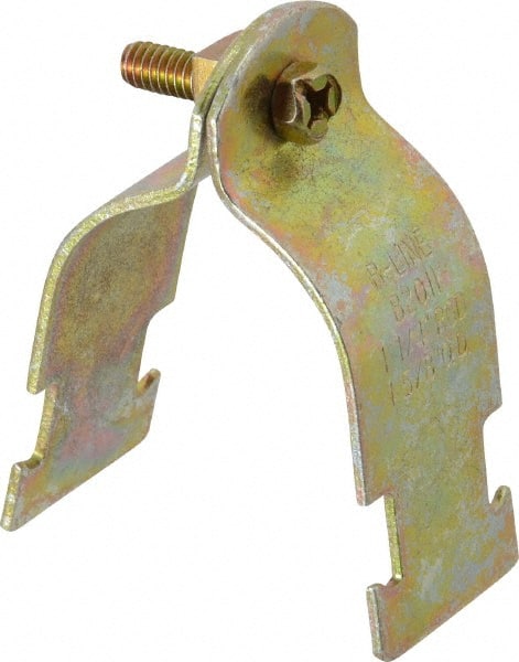 Cooper B-Line - 1-1/4" Pipe, 14 Gauge Framing Channel & Strut Mounted Clamp - Zinc Dichromate, Rigid Conduit - Exact Tooling