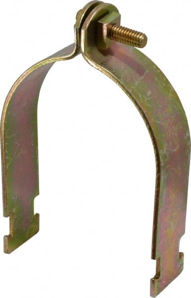 Cooper B-Line - 3-1/2" Pipe, 1/8 Gauge Framing Channel & Strut Mounted Clamp - Zinc Dichromate, Rigid Conduit - Exact Tooling