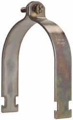 Cooper B-Line - 4" Pipe, 1/8 Gauge Framing Channel & Strut Mounted Clamp - Zinc Dichromate, Rigid Conduit - Exact Tooling