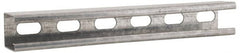 Cooper B-Line - 10' Long x 1-5/8" Wide x 1-5/8" High, 12 Gauge, Strip Steel, Half Slot Framing Channel & Strut - 0.105" Thick, Pre-Galvanized - Exact Tooling