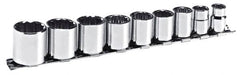 Blackhawk by Proto - 9 Piece 3/8" Drive Socket Set - 12 Points, 3/8" to 7/8" Range, Inch Measurement Standard - Exact Tooling