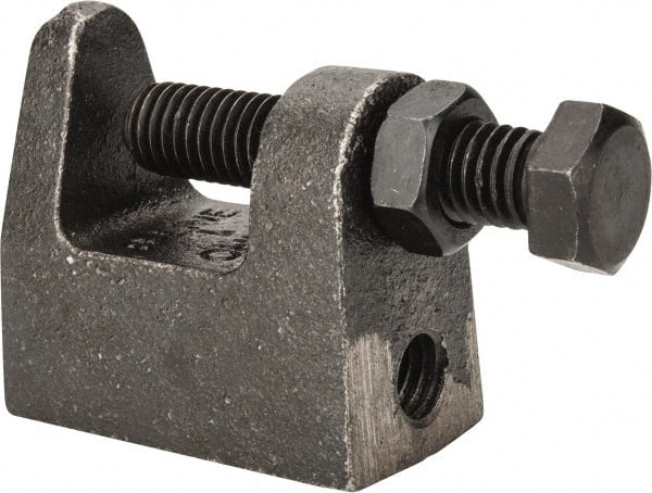 Cooper B-Line - 1-1/4" Max Flange Thickness, 1/2" Rod Wide Jaw Top Beam Clamp - 700 Lb Capacity, Malleable Iron - Exact Tooling