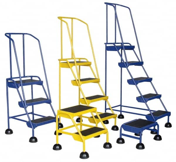 Vestil - 76" 5 Step Ladder - 300 Lb Capacity, 48" Platform Height, 22" Base Width x 40" Base Depth, Rubber Matted - Exact Tooling